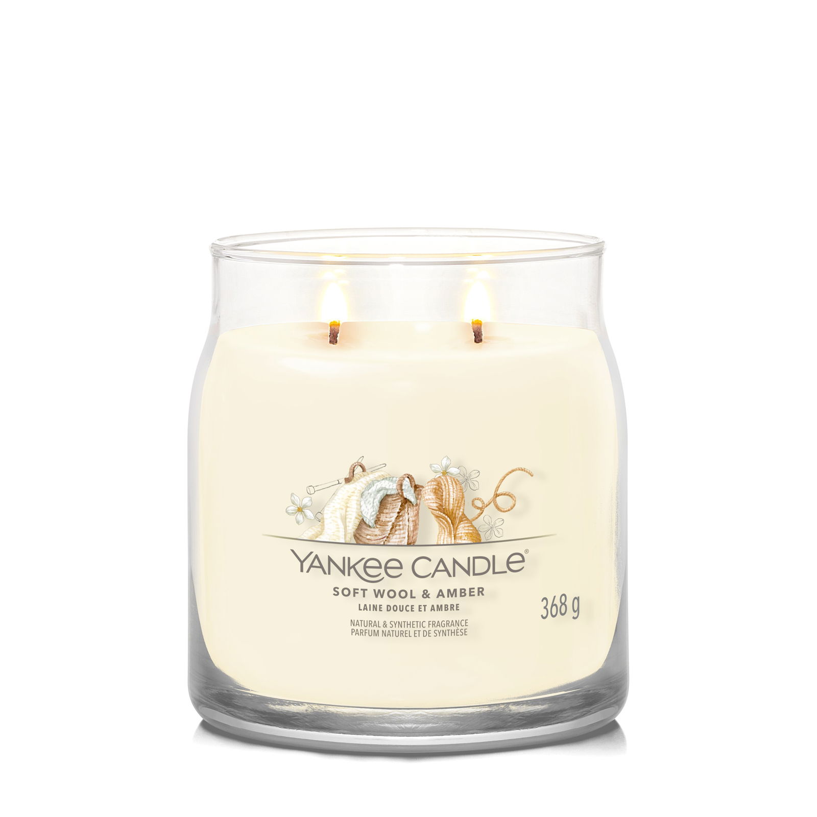 Soft Wool & Amber Signature Medium Jar 368g 2-Docht