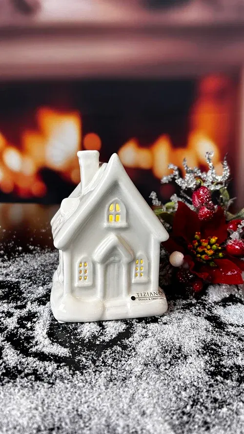 Lichthaus Cascata mit Schnee 10cm LED cremeweiß