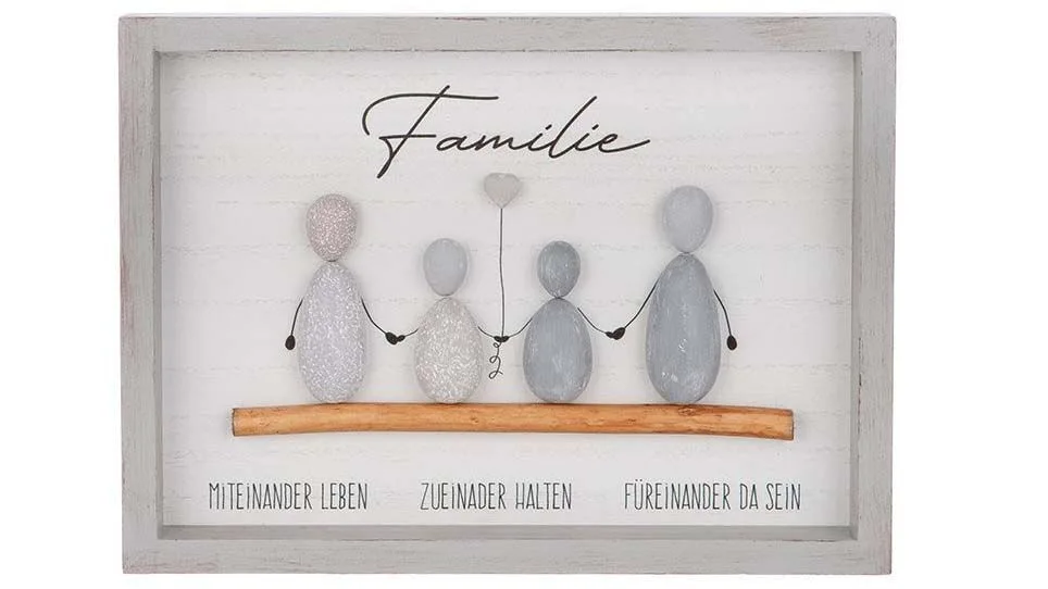 Steinbild Familie Variante 2 Besteck, Löffel, Weiße Tafel