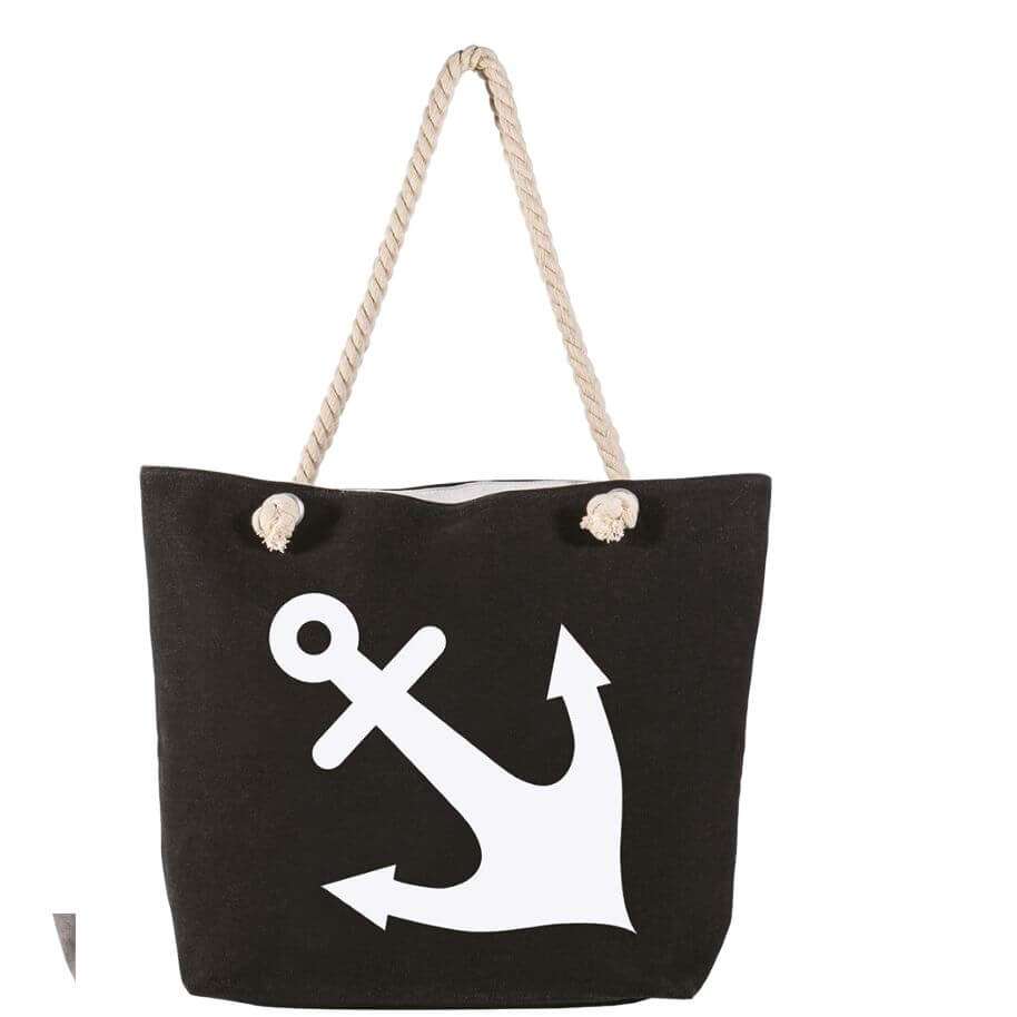 Shopping-Tasche schwarz mit Anker 006