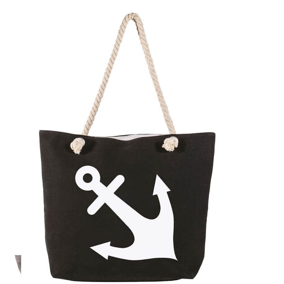 Shopping-Tasche-06 Shopping-Tasche schwarz mit Anker 006