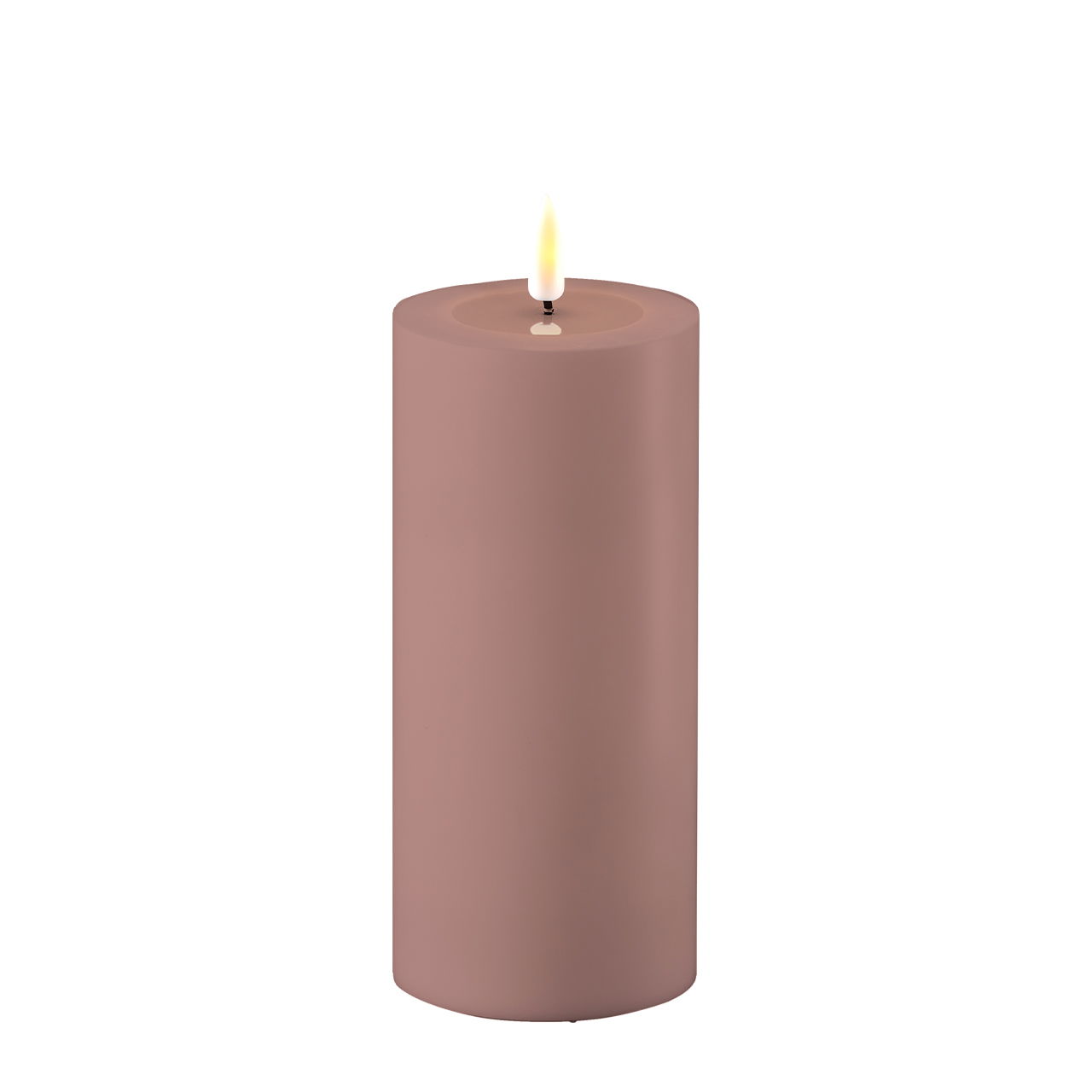 Outdoor Stumpenkerze LED staubiges rosa 7,5 x 15cm