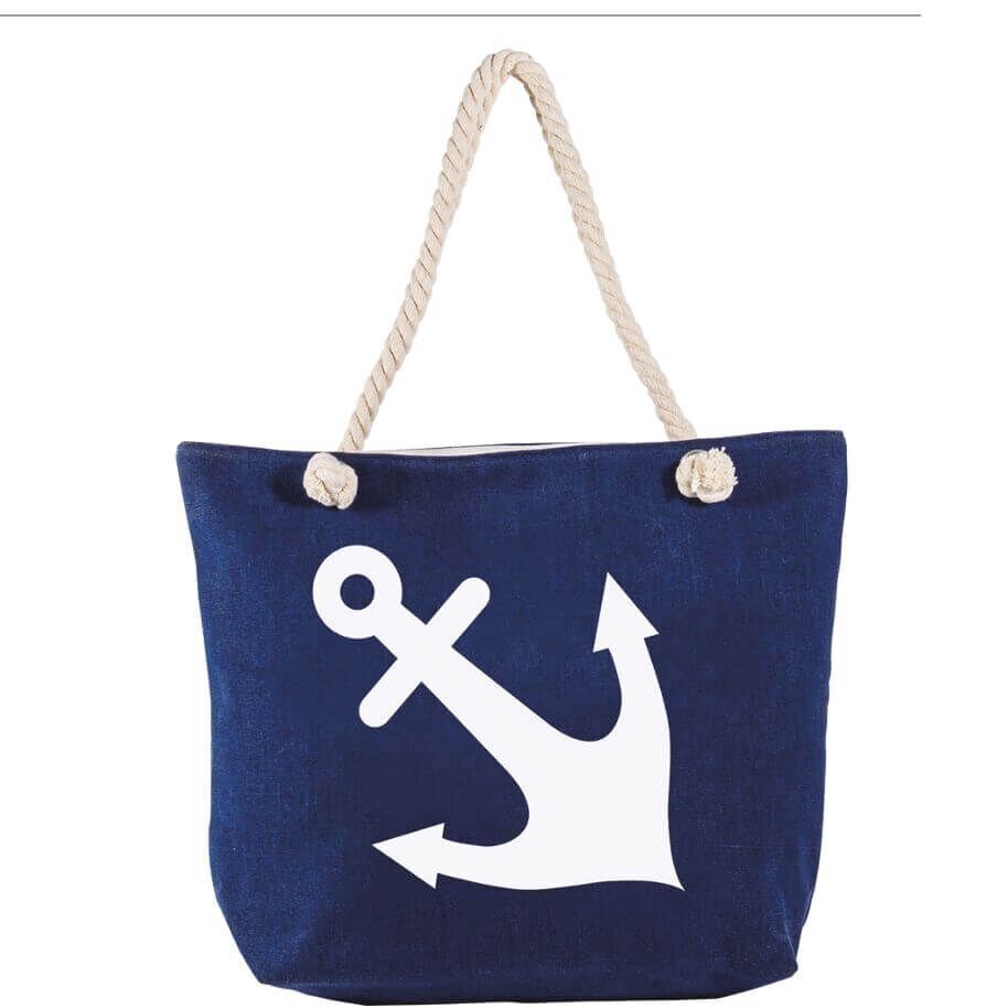Shopping-Tasche Navy mit Anker 004 von Goldline online bestellen