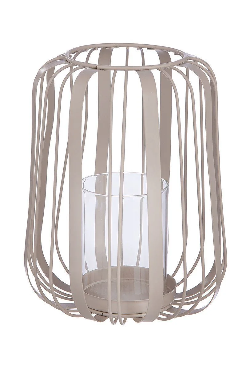 Windlicht Rimini Metall beige 18cm Lampe