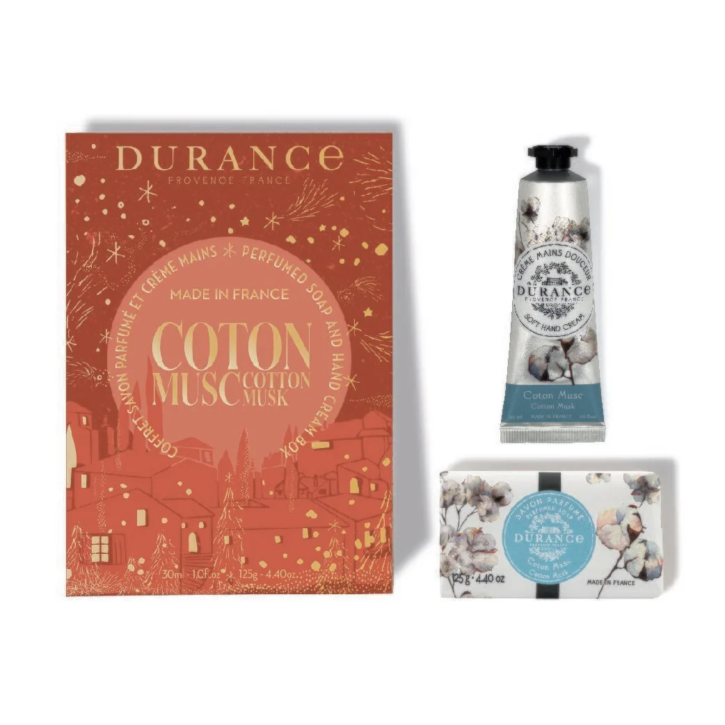 Coffret-Duo-Savon-Creme-Mains-Coton-Musc-070617 Parfum Box Baumwoll-Moschus