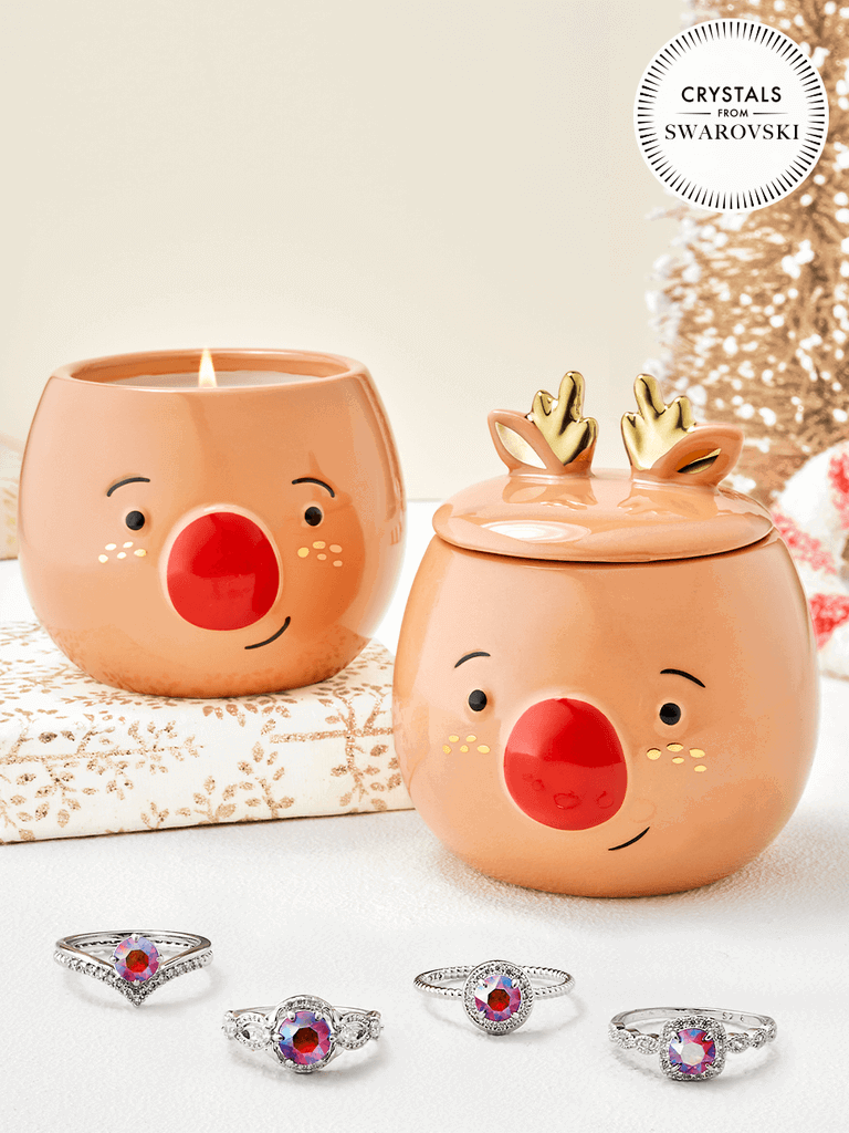 Reindeer Kerze mit Swarovski Kristallen (Ring)
