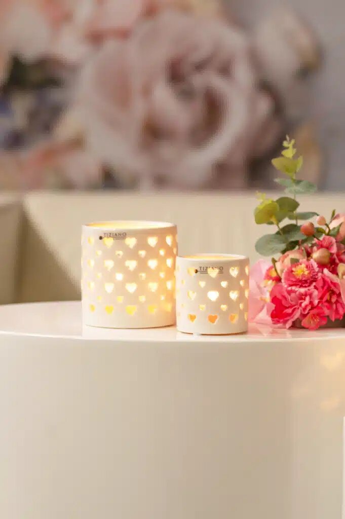 Tischlicht Set Amba weiß-creme
