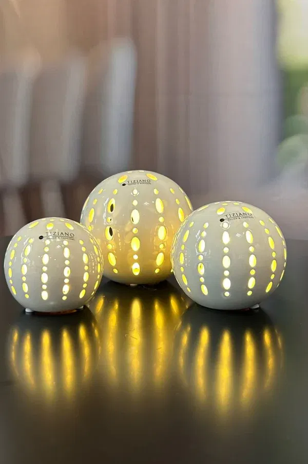 Lichtkugel Burano 12cm LED creme