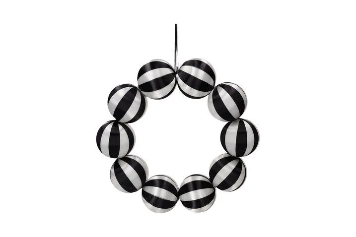 Chinois Kugelkranz 30cm Streifen schwarz/weiß Zubehor, Ohrring, Schmuck