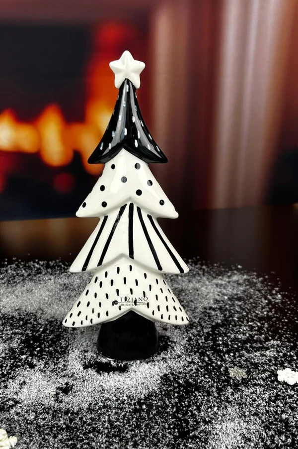 Deko Baum Medora 32cm schwarz/cremeweiß Deko Baum Medora 32cm schwarz/cremeweiß