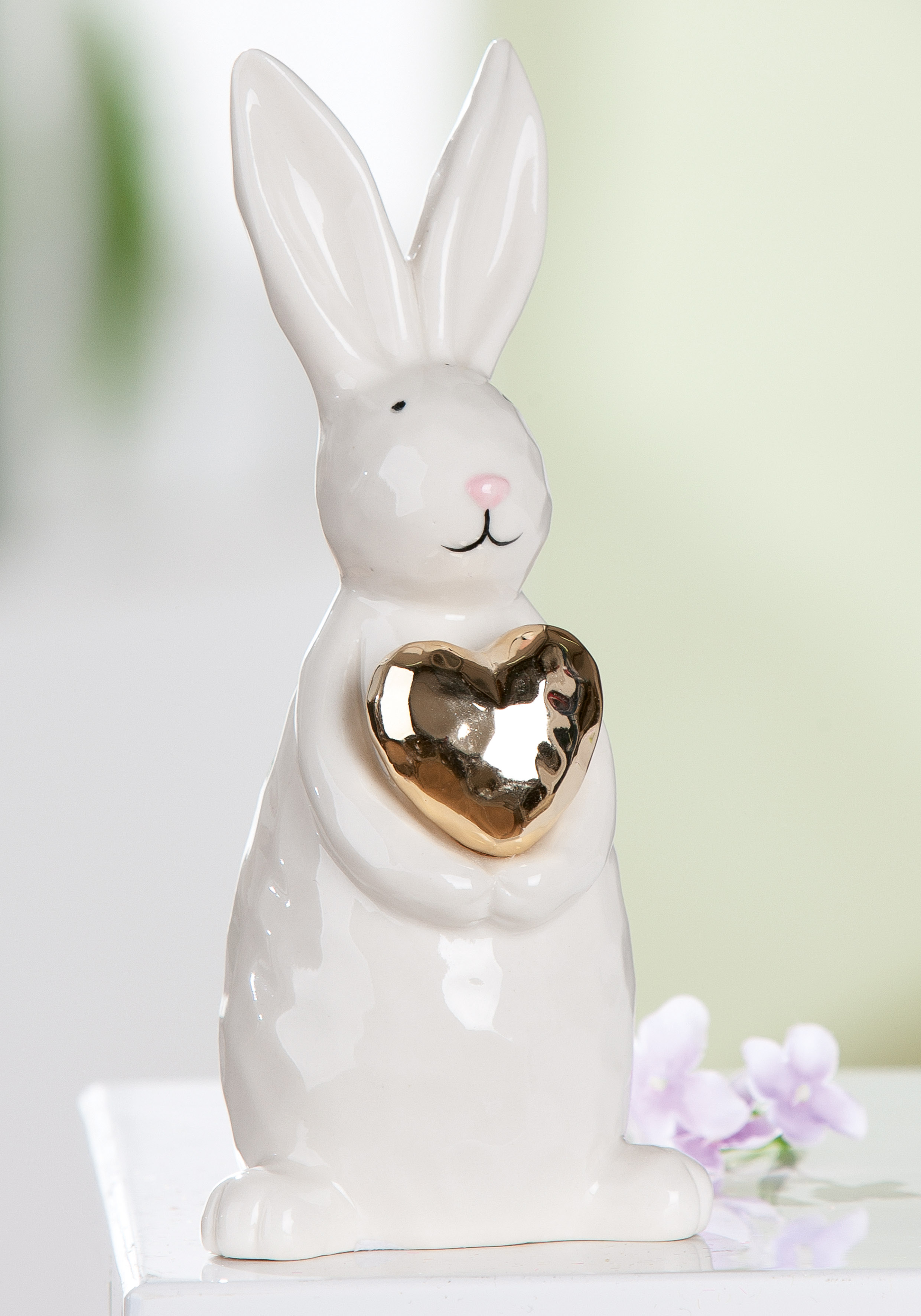 Dekofigur Hase Hoppy Keramik weiß 17,5cm Dekofigur Hase Hoppy Keramik weiß 17,5cm