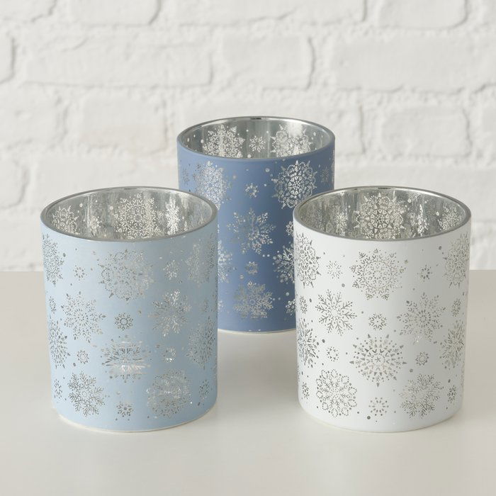 Windlicht Flake 10cm eisblau