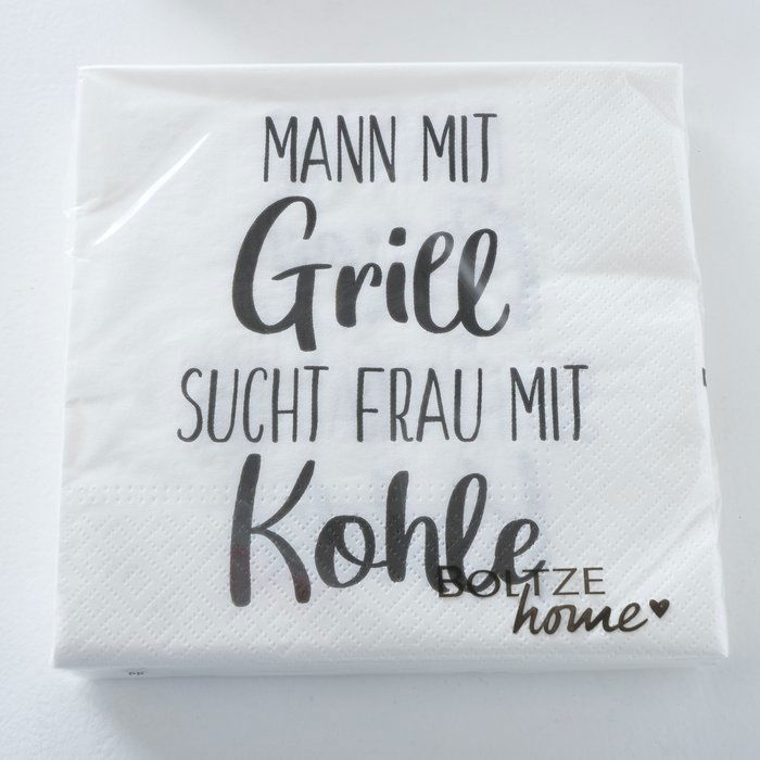 Serviette Grillen weiß 20 Stück