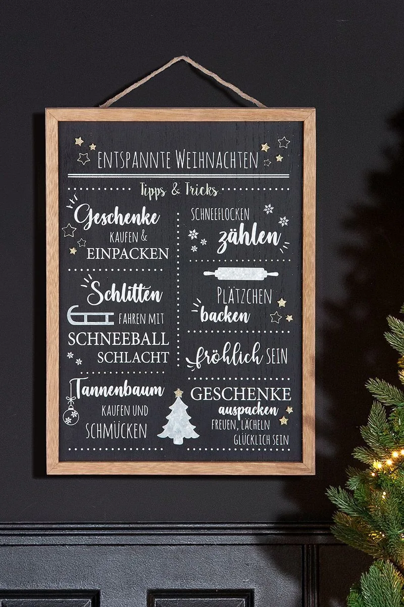 Deko Schild Entspannte Weihnachten Tafel