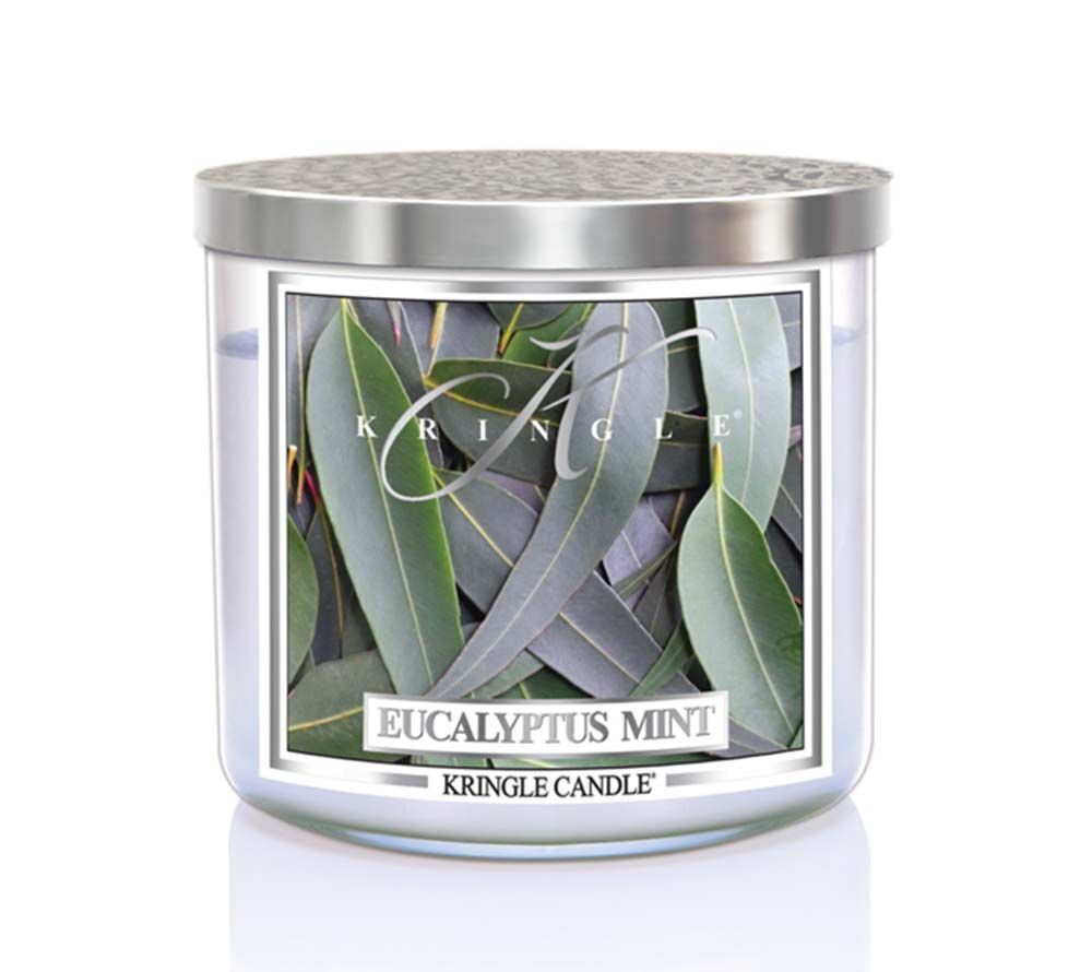 kringle_candle_eucalyptus_mint_silver_lid_american_heritage Eucalyptus Mint 396g Tumbler 3-Docht