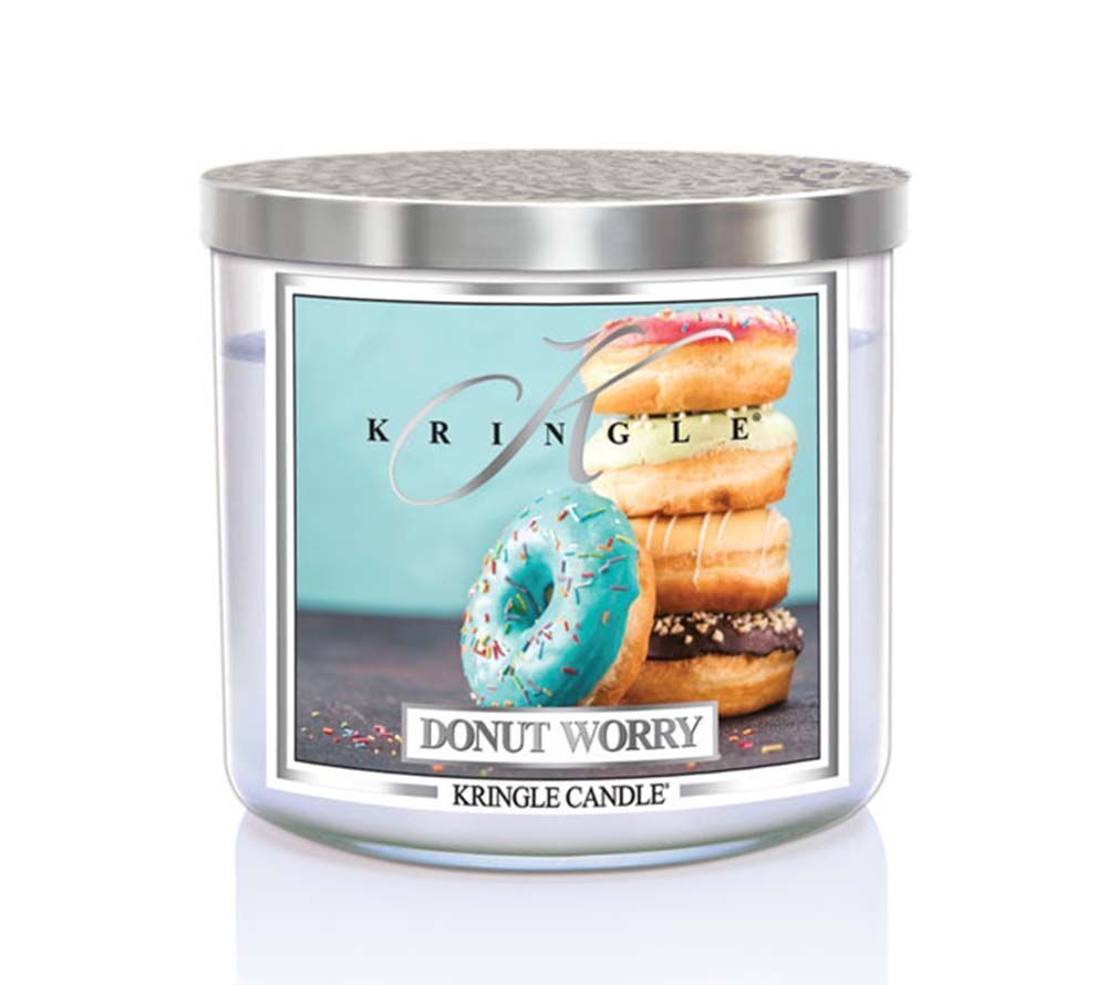 kringle_candle_donut_worry_silver_lid_american_heritage Donut Worry 411g Tumbler 3-Docht B-WARE