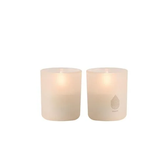 Uyuni LED Glas Stumpenkerze 6x7cm vanilla 2er Set Kerze