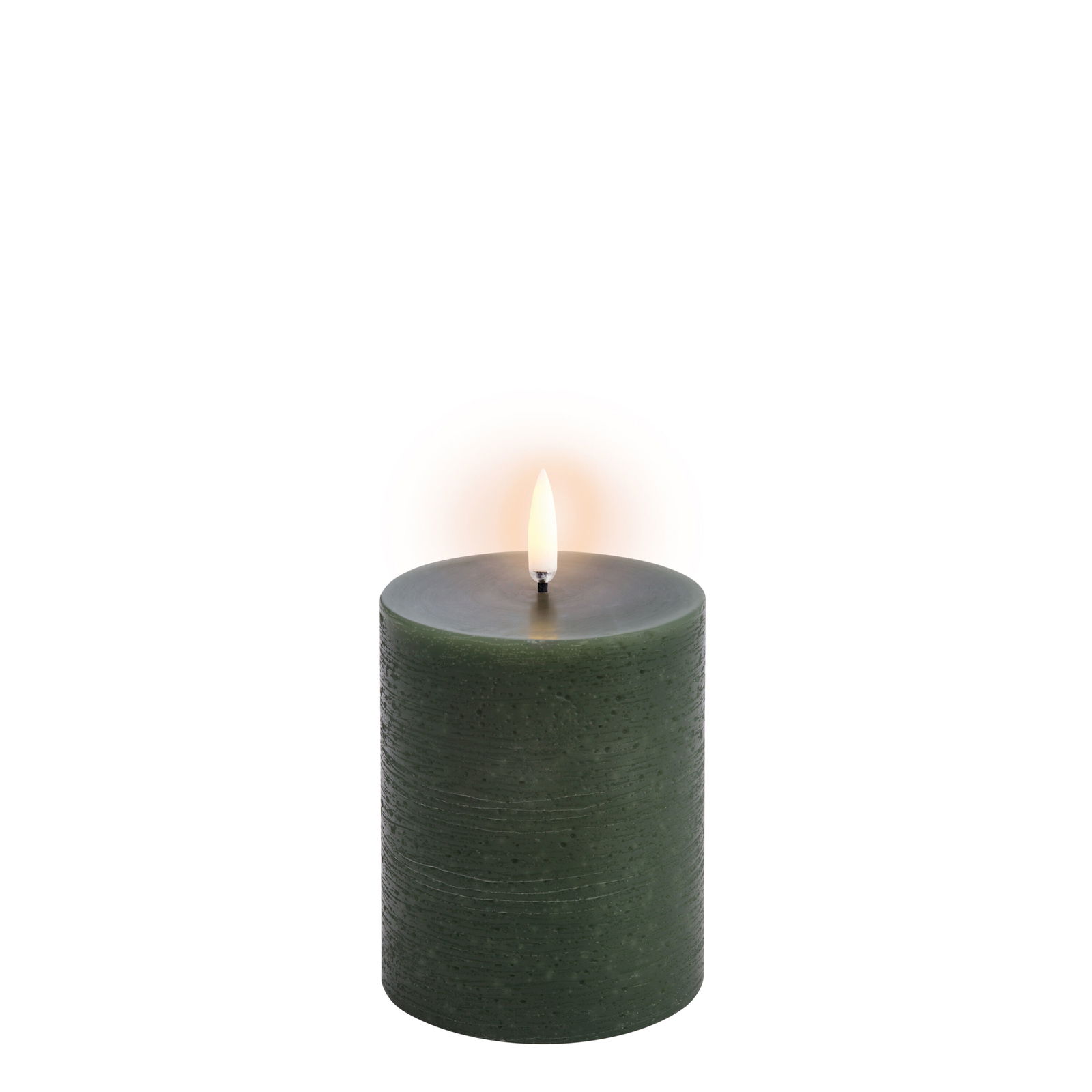 Uyuni LED Stumpenkerze 7,8x10cm rustic olive green