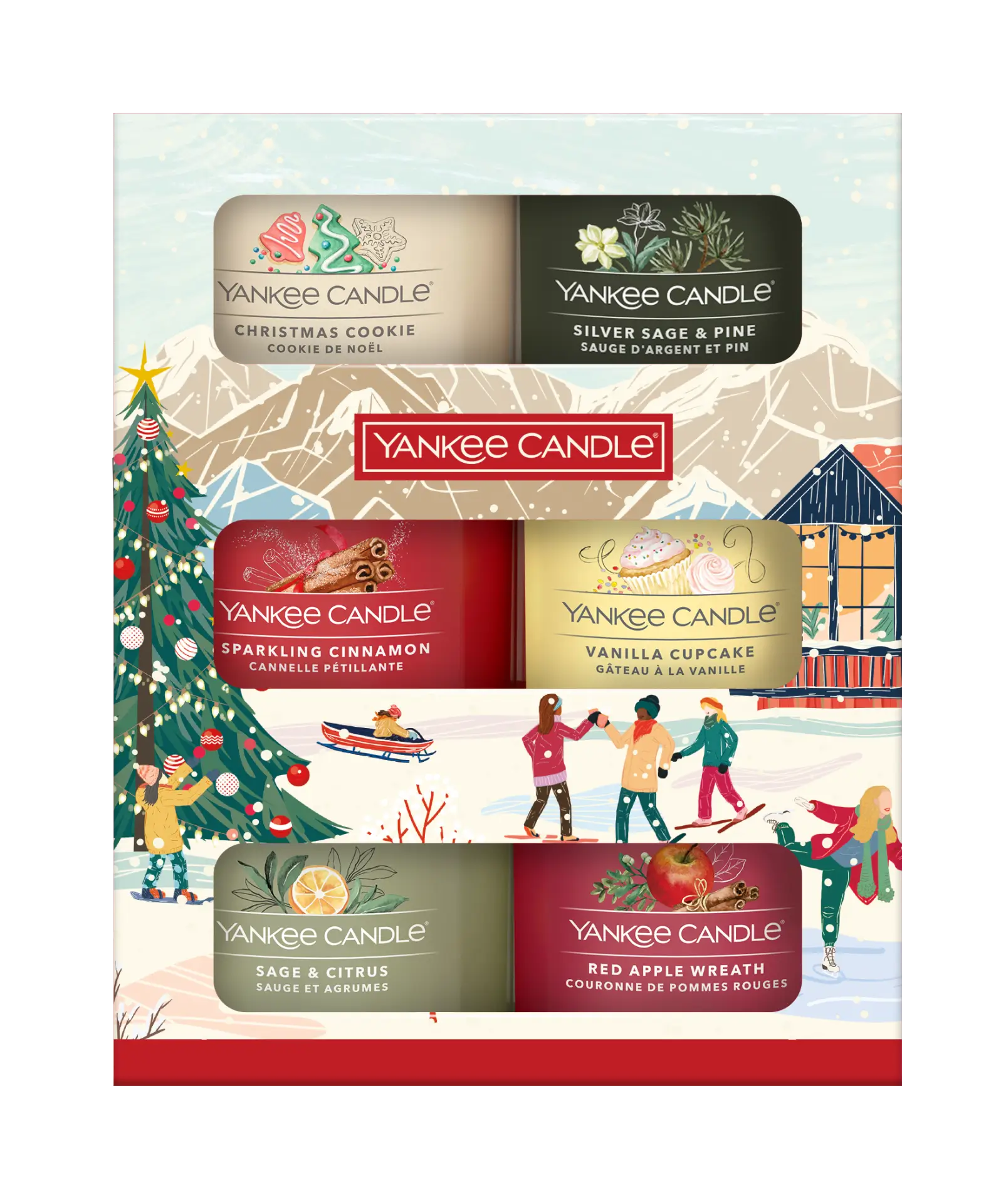 6 Glasvotivkerzen à 37g Geschenkset Christmas Classics