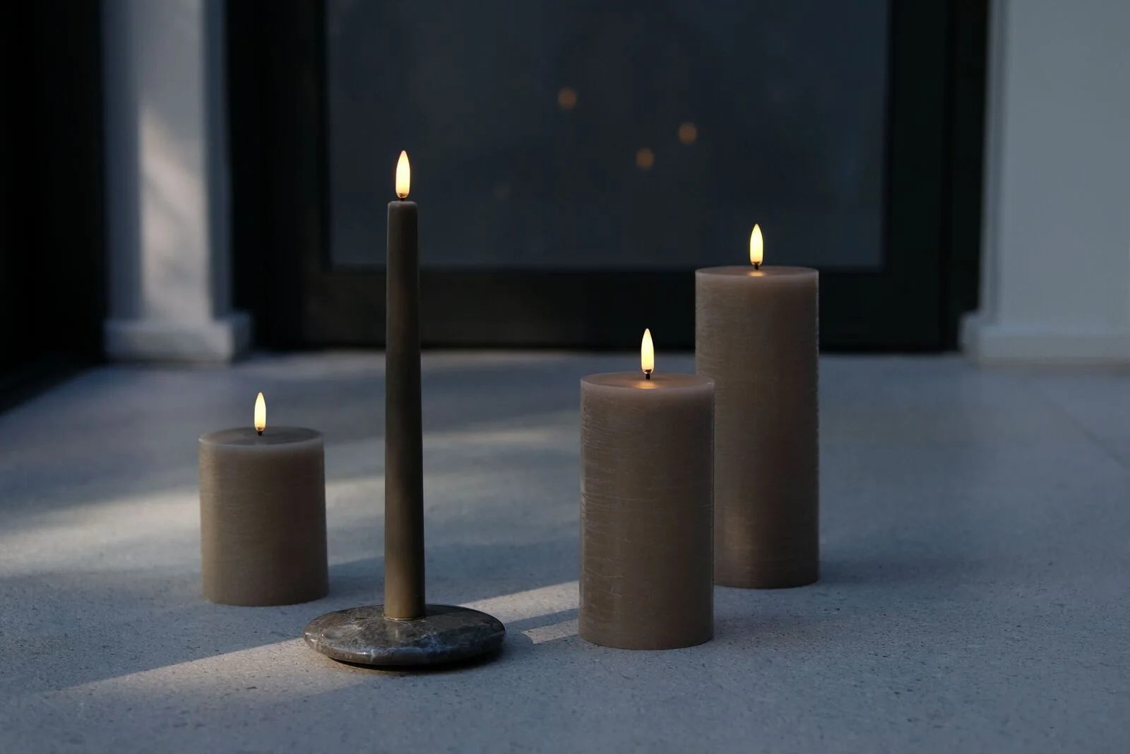 Caramel-assorted-Pillar-candles-with-a-Taper-large