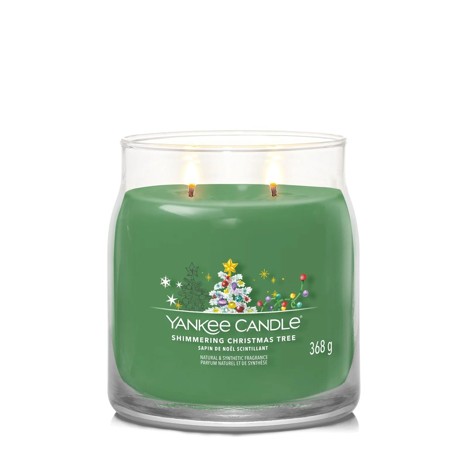 Shimmering_Christmas_tree_Medium_LIT-1 Shimmering Christmas Tree Signature Medium Jar 368g 2-Docht