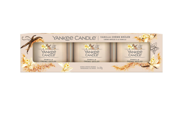 Vanilla Creme Brulee 37g Glasvotivkerze 3er Pack