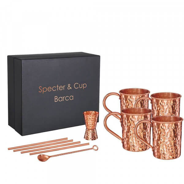 Specter & Cup - Barca 4x Kupferbecher 250ml & Accessoires Set