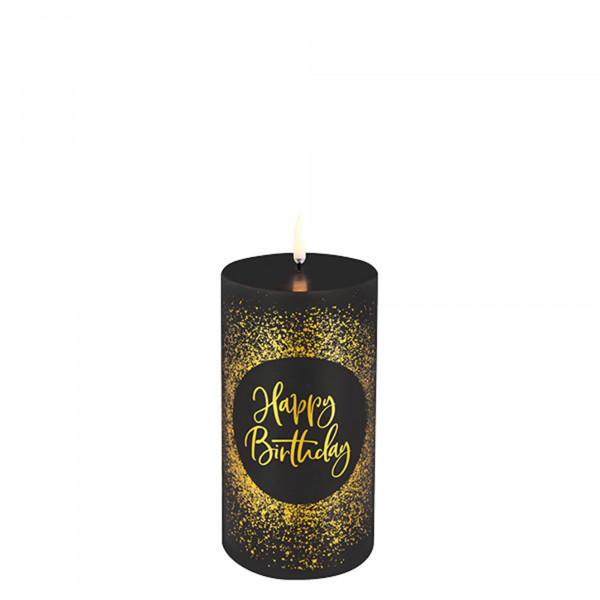 Uyuni LED Stumpenkerze 7,8x15cm Birthday Candle black