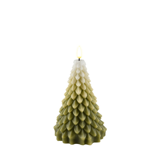 Weihnachtsbaum LED Kerze Weiß/Grün 16cm