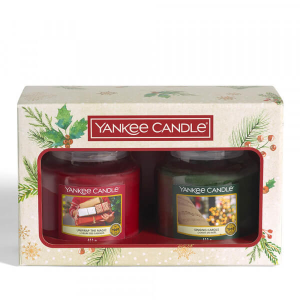 2 mittleres Jar Geschenkset (Singing Carols & Unwrap The Magic) von Yankee Candle 