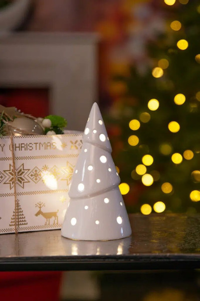 Weihnachtsbaum Bandia LED 9,5cm cremeweiß