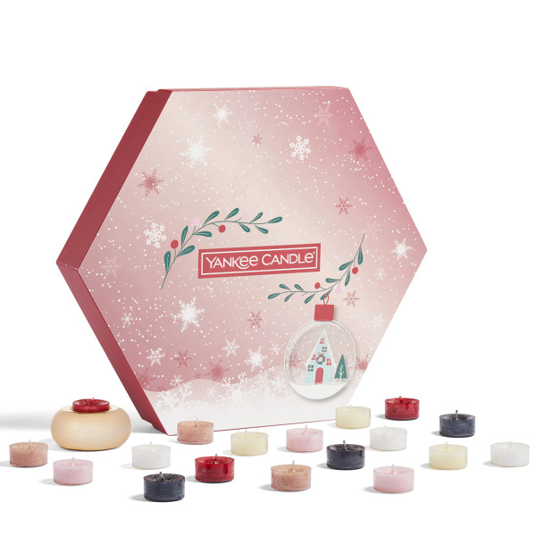 18 Teelichter mit Halter Geschenkset Weihnachten Snow Globe Wonderland