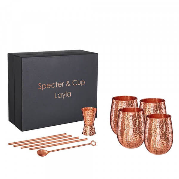 Specter & Cup - Layla 4x Kupferbecher 250ml & Accessoires Set