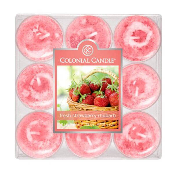 Colonial Candle - Fresh Strawberry Rhubarb 9 Teelichte