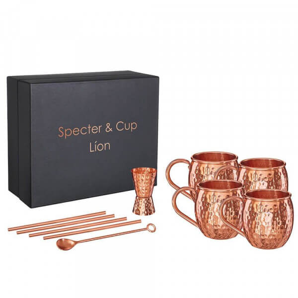 Specter & Cup - Lion 4x Kupferbecher 250ml & Accessoires Set