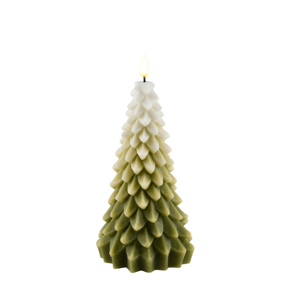 Weihnachtsbaum LED Kerze Weiß/Grün 18cm