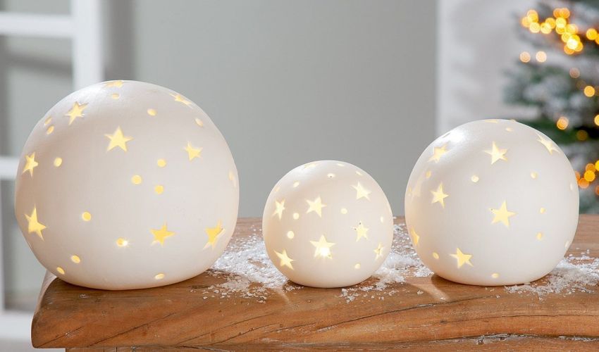Dekokugel Sternenschauer LED weiß 16cm