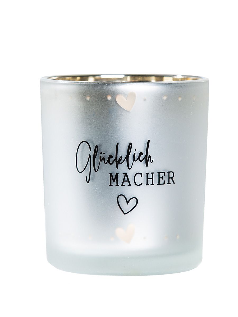 Windlicht Glücklich Macher 8cm silber