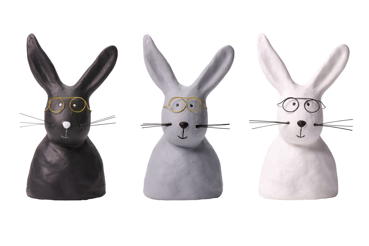 Nerdy Deko-Hase mit Brille M grau