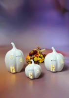 Kürbishaus Barbello 9cm LED cremeweiß