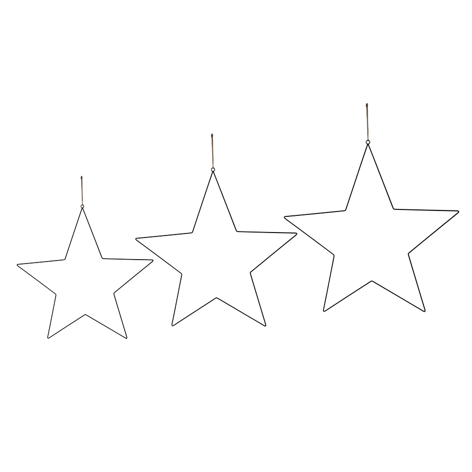 Dekosterne zum Aufhängen schwarz 3 Stück