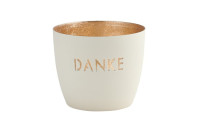 Madras Windlicht Danke M weiß/gold