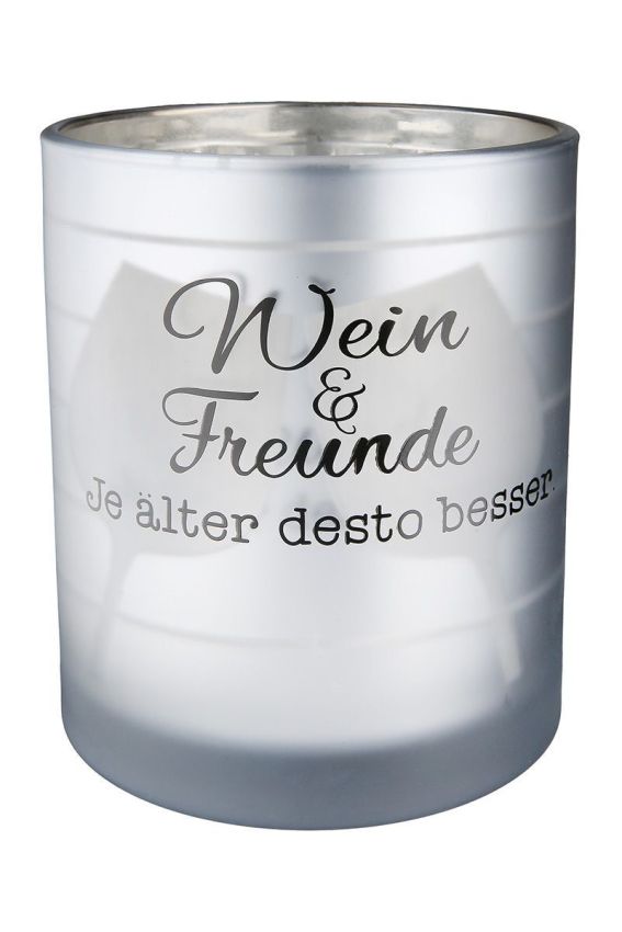 Windlicht Weinfest silber 8cm Streifen
