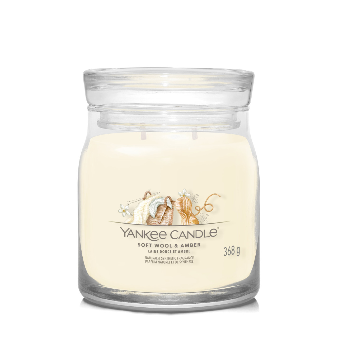 Soft Wool & Amber Signature Medium Jar 368g 2-Docht