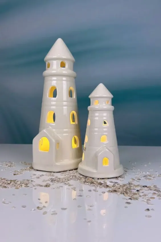 Leuchtturm Faro LED cremeweiß 18cm