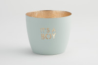 Madras Windlicht M It's a boy pastellblau/gold