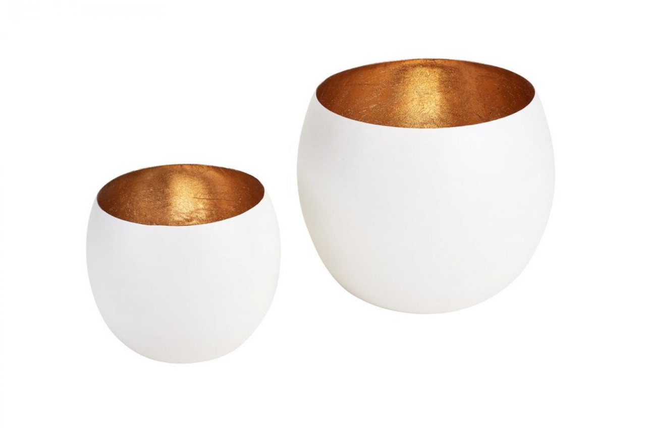 Madras Windlicht Set weiß/nudegold