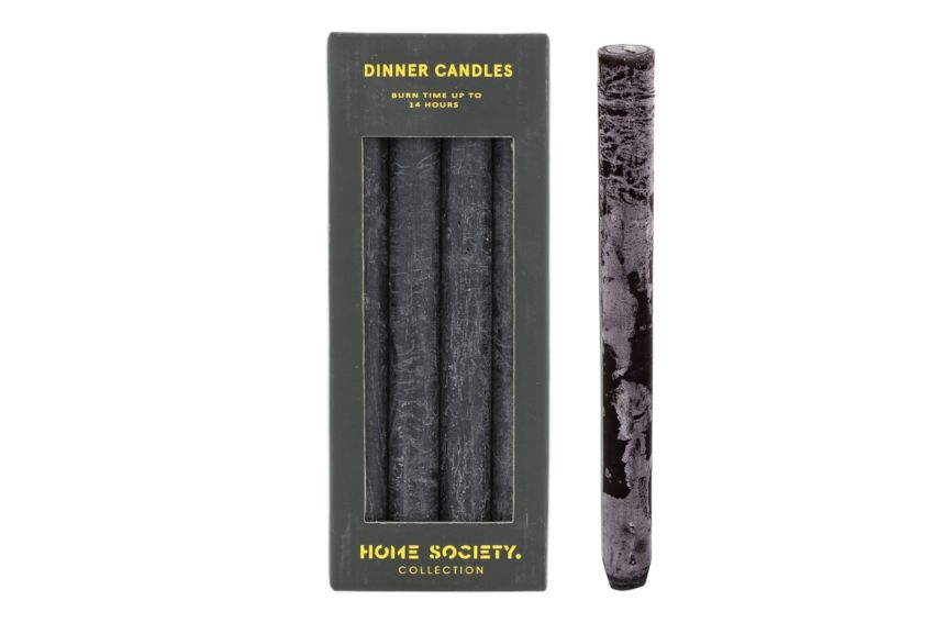 Rustic Dinner Candle L schwarz 4 Stück