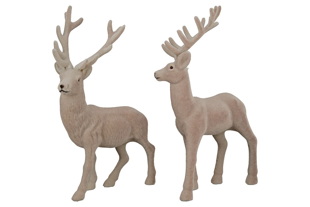 Hirsch Edgar Samt 2 Stück grau 30,5cm