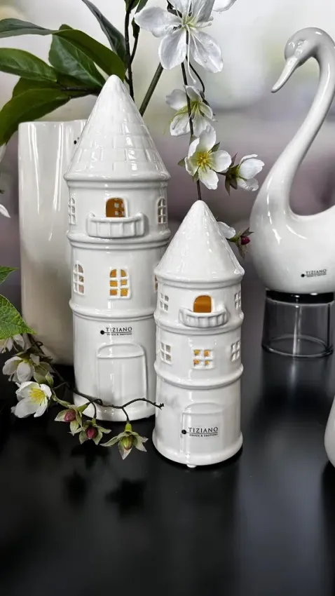 LED Turm Rapunzel cremeweiß 15cm